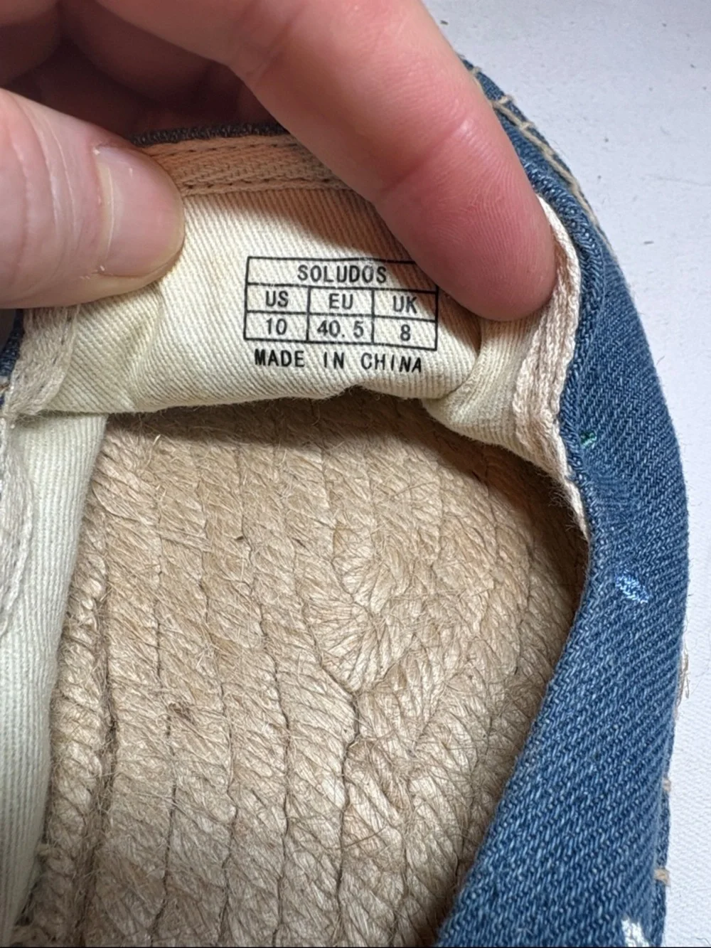 Soludos Blue embroidered espadrille Flats Size 10